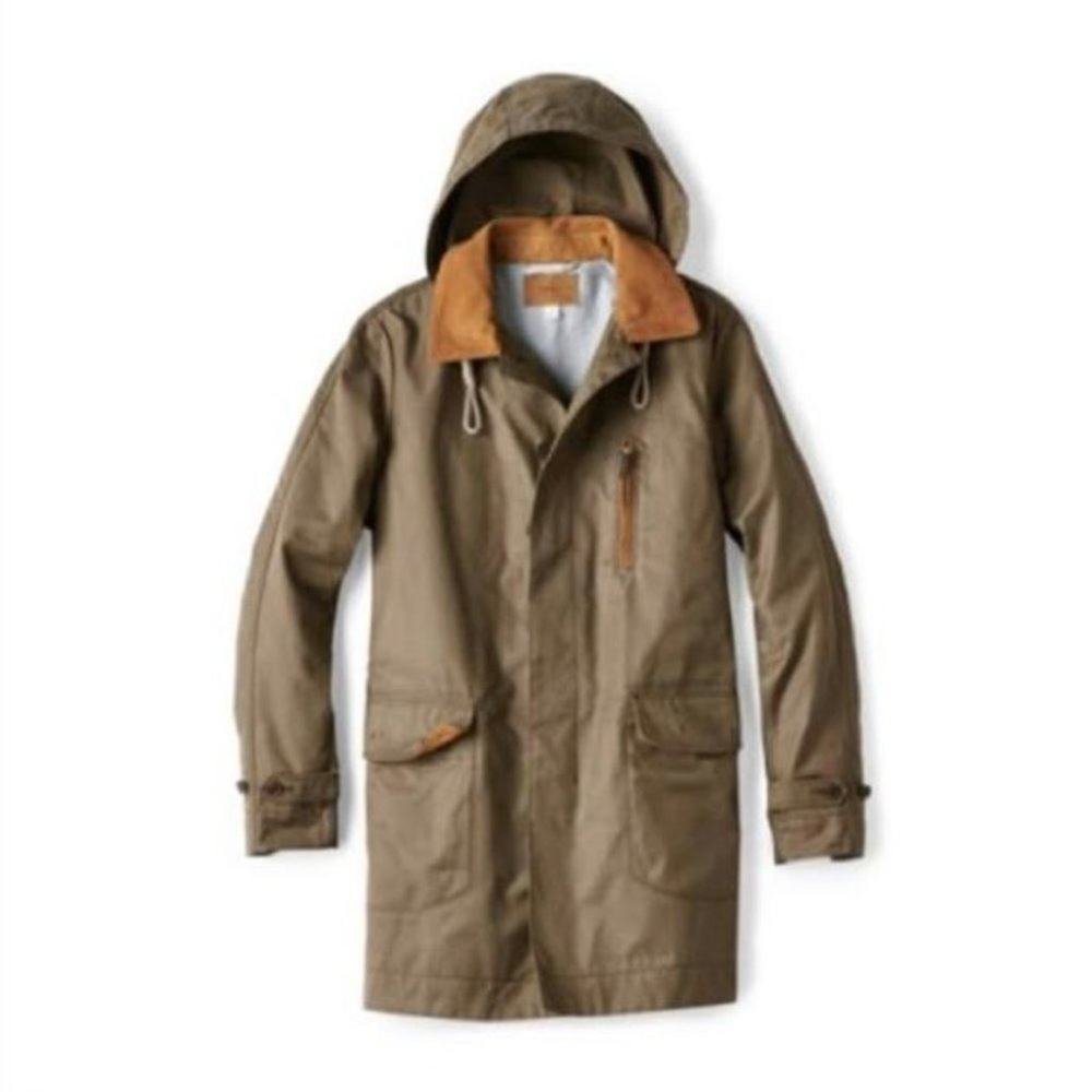 Fossil James Modern Trench Coat Field Jacket Green Tan Small